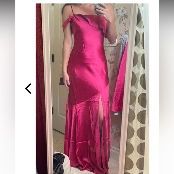 Lulu’s Enchanting Aesthetic Teal Satin Asymmetrical Unique Modern Maxi Dress M - Picture 9 of 10